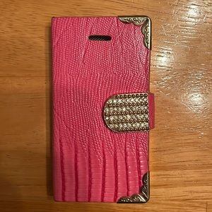 Pink Faux Snakeskin wallet iPhone 4 case